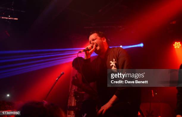 Young Lazarus and Jamie Reynolds of YOTA perform in concert at XOYO on June 13, 2018 in London, England.