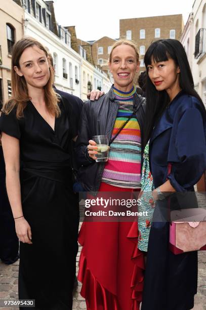 Caroline Lever, Tiphaine De Lussy and Mimi Xu attend as Catherine Quin hosts a dinner to celebrate 'Women Of Purpose' on June 13, 2018 in London,...