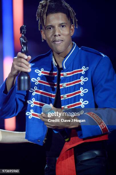 Winner of the PPL Classic BRITs Breakthrough Artist of the Year award, Tokio Myers speaks on stage during the 2018 Classic BRIT Awards held at Royal...