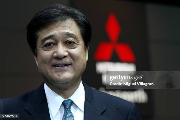 Mitsubishi Motors Corporation President Osamu Masuko looks on during the first press day at the 80th Geneva International Motor Show on March 2, 2010...