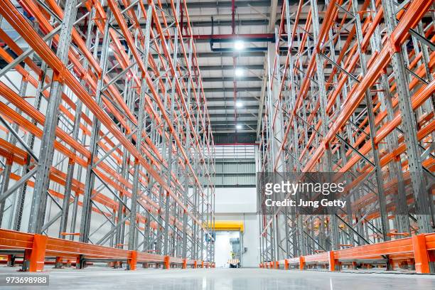 rack in warehouse - building shelves stock pictures, royalty-free photos & images