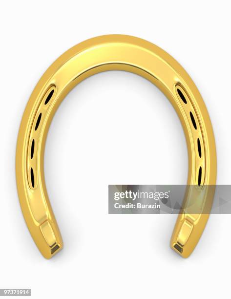 lucky gold horse shoe - hoefijzer stockfoto's en -beelden