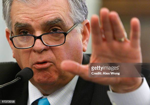 Secretary of Transportation Ray LaHood testifies during a hearing on the recall of Toyota before the Senate Commerce, Science and Transportation...