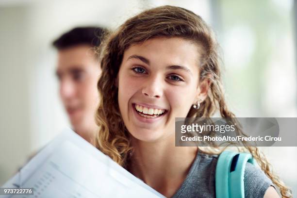 female high school student smiling cheerfully, portrait - argentina girls stock pictures, royalty-free photos & images
