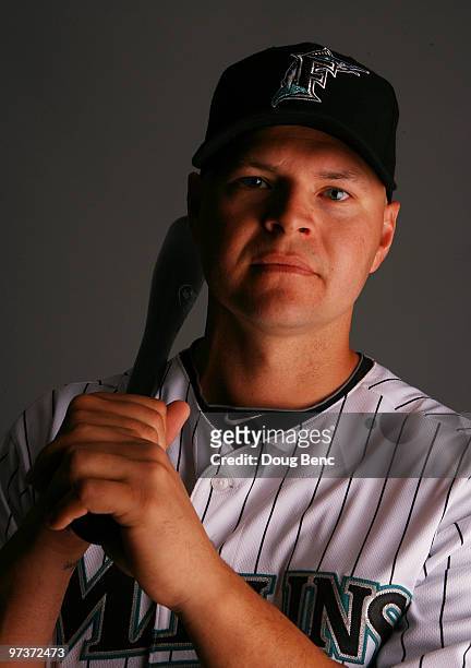 Outfielder Cody Ross of the Florida Marlins during photo day at Roger Dean Stadium on March 2, 2010 in Jupiter, Florida.