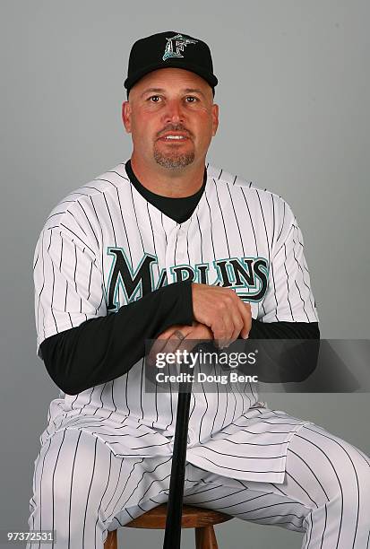 Manager Fredi Gonzalez of the Florida Marlins during photo day at Roger Dean Stadium on March 2, 2010 in Jupiter, Florida.