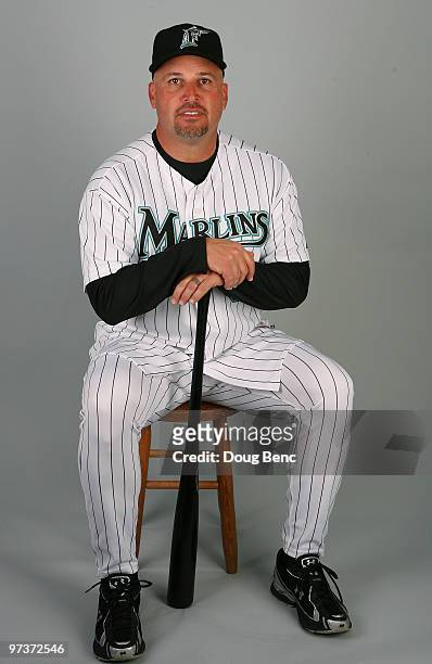 Manager Fredi Gonzalez of the Florida Marlins during photo day at Roger Dean Stadium on March 2, 2010 in Jupiter, Florida.