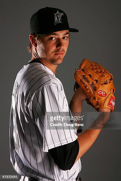 Pitcher Andrew Miller of the Florida Marlins during photo day at Roger Dean Stadium on March 2, 2010 in Jupiter, Florida.