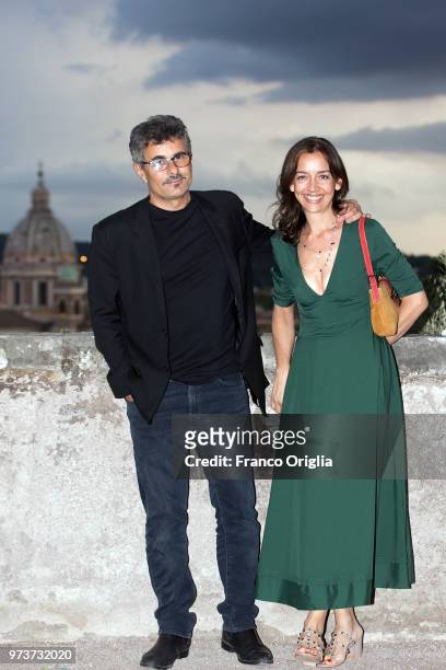Paolo Genovese and his wife Federica attend Globi D'Oro awards ceremony at the Academie de France Villa Medici on June 13, 2018 in Rome, Italy.