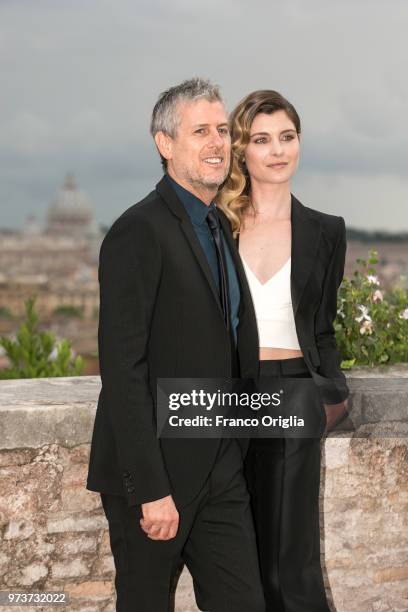 Vittoria Puccini and Fabrizio Lucci attend Globi D'Oro awards ceremony at the Academie de France Villa Medici on June 13, 2018 in Rome, Italy.