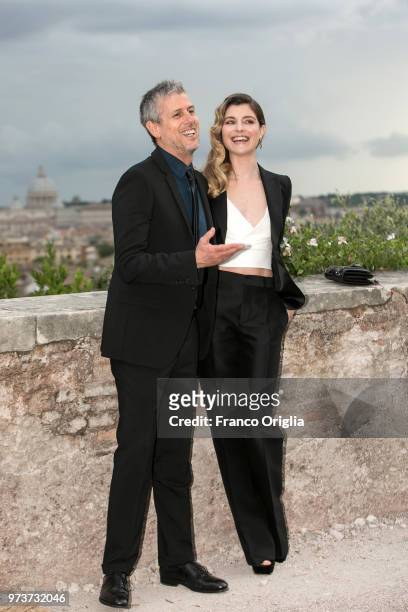 Vittoria Puccini and Fabrizio Lucci attend Globi D'Oro awards ceremony at the Academie de France Villa Medici on June 13, 2018 in Rome, Italy.
