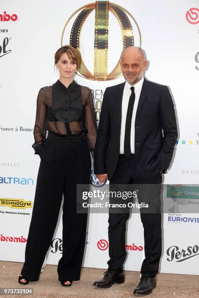 Paola Cortellesi and Riccardo Milani attend Globi D'Oro awards ceremony at the Academie de France Villa Medici on June 13, 2018 in Rome, Italy.