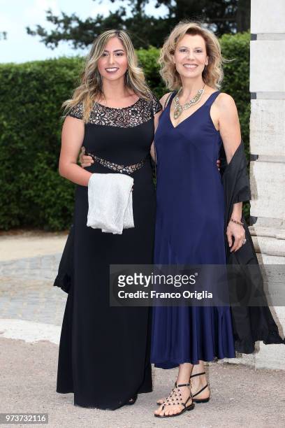 Daniela Poggi and Simena Poggi attend Globi D'Oro awards ceremony at the Academie de France Villa Medici on June 13, 2018 in Rome, Italy.