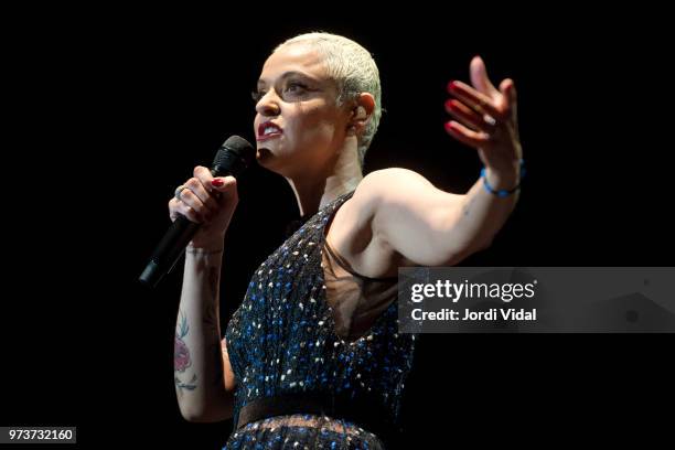 Mariza performs on stage during Jardins Palau de Pedralbes Festival on June 13, 2018 in Barcelona, Spain.