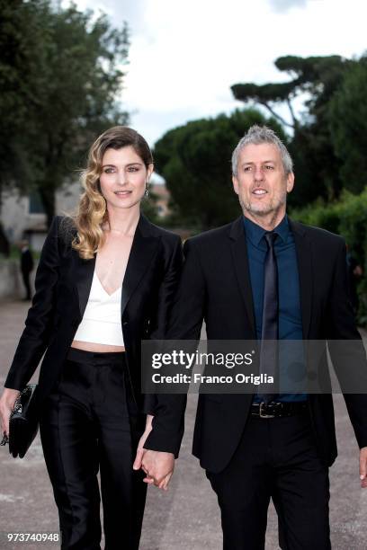 Vittoria Puccini and Fabrizio Lucci attend Globi D'Oro awards ceremony at the Academie de France Villa Medici on June 13, 2018 in Rome, Italy.