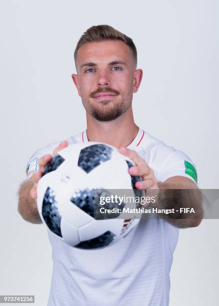 Jordan Henderson of England poses for a portrait during the official FIFA World Cup 2018 portrait session at on June 13, 2018 in Saint Petersburg,...