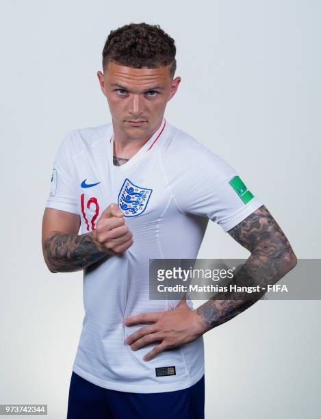 Kieran Trippier of England poses for a portrait during the official FIFA World Cup 2018 portrait session at on June 13, 2018 in Saint Petersburg,...
