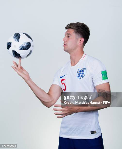 John Stones of England poses for a portrait during the official FIFA World Cup 2018 portrait session at on June 13, 2018 in Saint Petersburg, Russia.