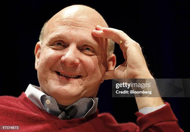 Steve Ballmer, chief executive officer of Microsoft Corp., listens during a discussion at the Search Marketing Expo West conference in Santa Clara,...