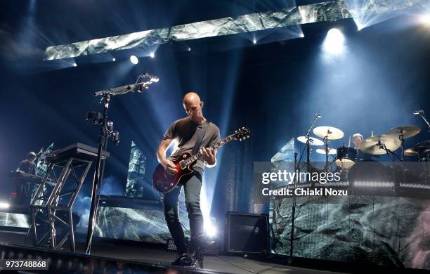 Billy Howerdel and Jeff Friedl of A Perfect Circle perform at Brixton Academy on June 13, 2018 in London, England.