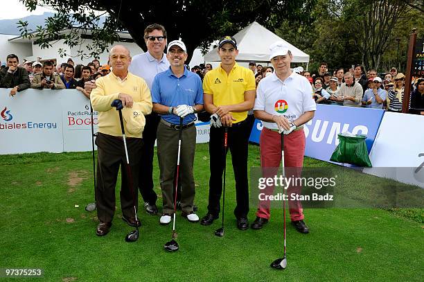 From Left to right, Jose Maria Rodriguez President,ÊCountry Club of Bogota, Eugene C. McBurney Co- Founder GMP Securities, Jose Francisco Arata...