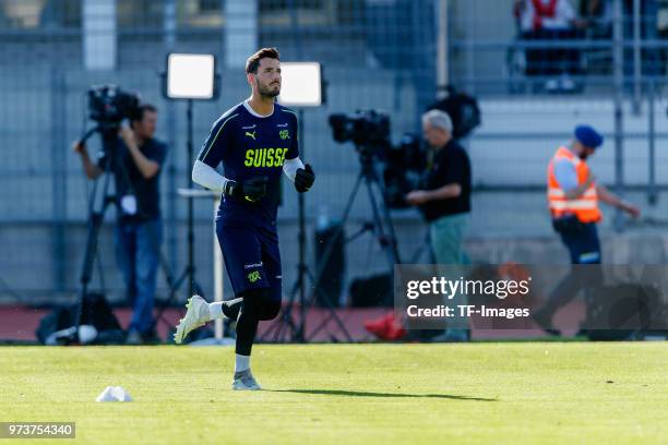 Goalkeeper Roman Buerki of Switzerland looks on during the international friendly match between Switzerland and Japan at the Stadium Cornaredo on...