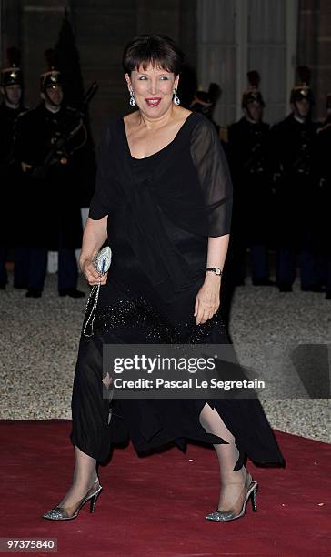 French Health, Youth, Sport and Associations minister Roselyne Bachelot-Narquin arrives to attend a state dinner honouring visiting Russian President...