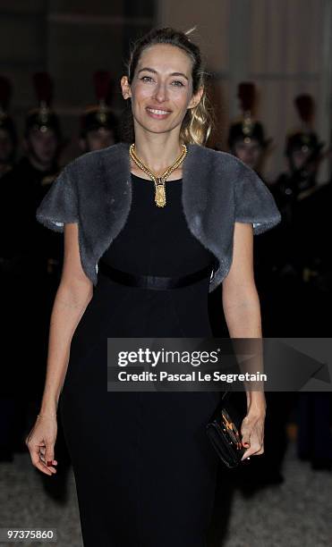 Personality Alexandra Golovanov arrives to attend a state dinner honouring visiting Russian President Dmitry Medvedev at Elysee Palace on March 2,...