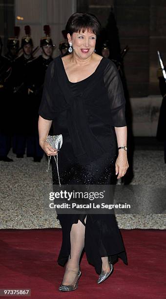 French Health, Youth, Sport and Associations Minister Roselyne Bachelot-Narquin arrives to attend a state dinner honouring visiting Russian President...