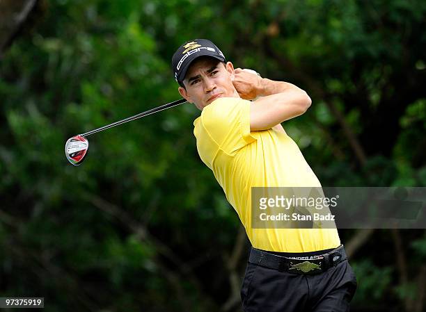 Camilo Villegas of Colombia hits a drive during the Pro-Am round for the Pacific Rubiales Bogota Open Presented by Samsung at Country Club de Bogota...