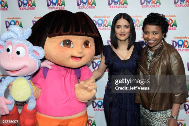 Dora The Explorer, Actress Salma Hayek and Executive Vice President of Global Inclusion Strategy, MTV Networks & Executive Vice PResident of Public...