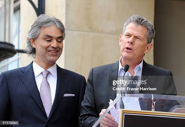 Opera and Pop singer Andrea Bocelli who was honored on the Hollywood Walk of Fame with his own star with David Foster, music producer on March 2,...