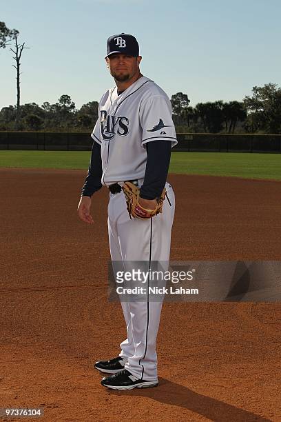 Jeff Bennett of the Tampa Bay Rays poses for a photo during Spring Training Media Photo Day at Charlotte County Sports Park on February 26, 2010 in...