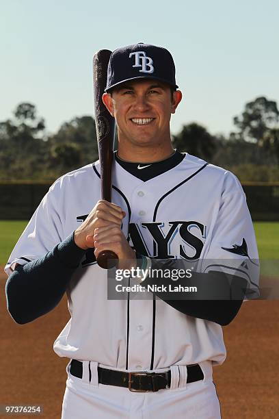 Evan Longoria of the Tampa Bay Rays poses for a photo during Spring Training Media Photo Day at Charlotte County Sports Park on February 26, 2010 in...