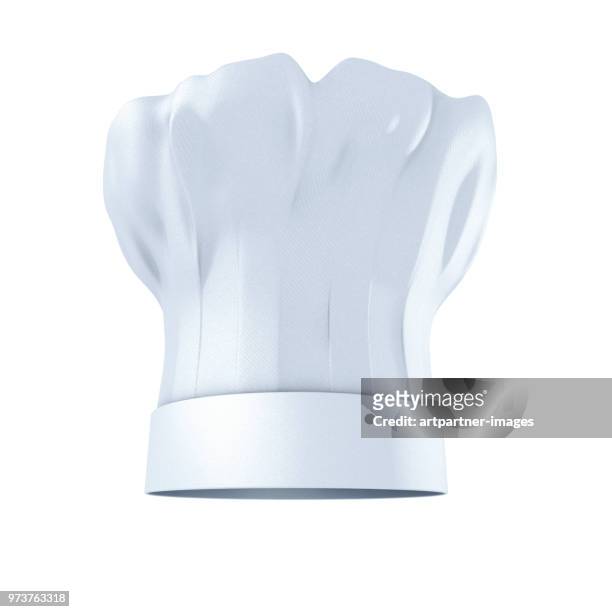 chef's hat against white background - toque de cuisinier photos et images de collection