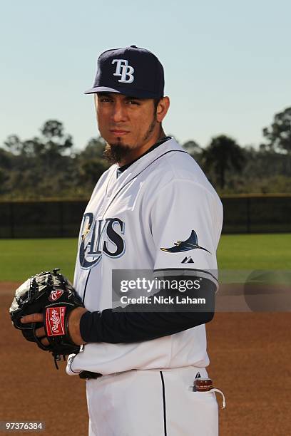 Matt Garza of the Tampa Bay Rays poses for a photo during Spring Training Media Photo Day at Charlotte County Sports Park on February 26, 2010 in...