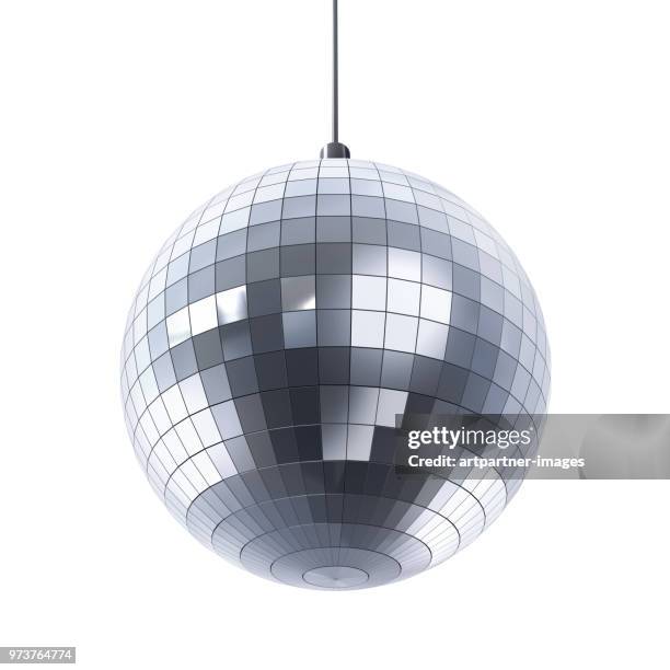 disco ball on white background - diskokugel stock-fotos und bilder