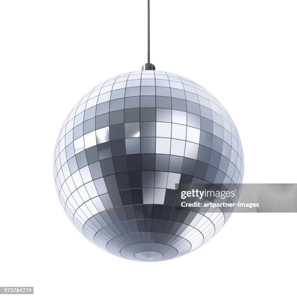 disco ball on white background - disco ball foto e immagini stock