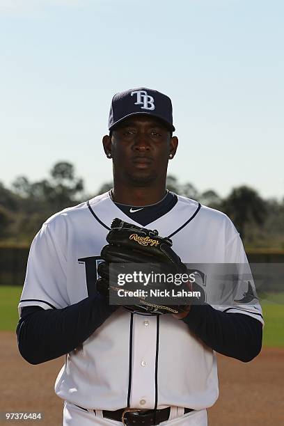 Rafael Soriano of the Tampa Bay Rays poses for a photo during Spring Training Media Photo Day at Charlotte County Sports Park on February 26, 2010 in...