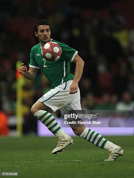 Stephen Kelly of Ireland in action in action during the International Friendly match between Republic of Ireland and Brazil played at Emirates...