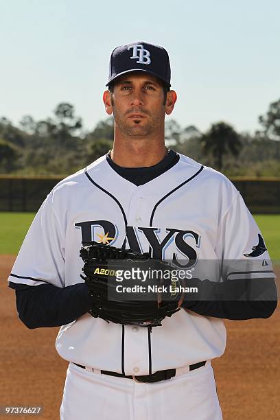 Grant Balfour of the Tampa Bay Rays poses for a photo during Spring Training Media Photo Day at Charlotte County Sports Park on February 26, 2010 in...