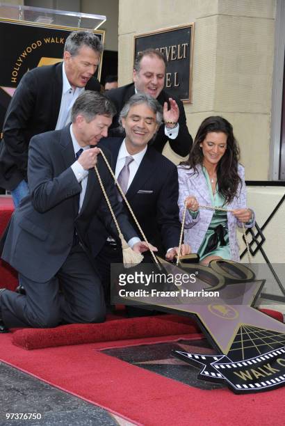 Opera and pop singer Andrea Bocelli unveils his star The Hollywood Walk Of Fame with Leron Gubler, Hollywood Chamber of Commerce President/CEO, David...