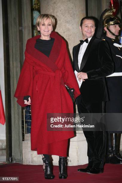 French Singer Patricia Kaas arrives to attend a state dinner honouring visiting Russian President Dmitry Medvedev at the Elysee Palace on March 2,...