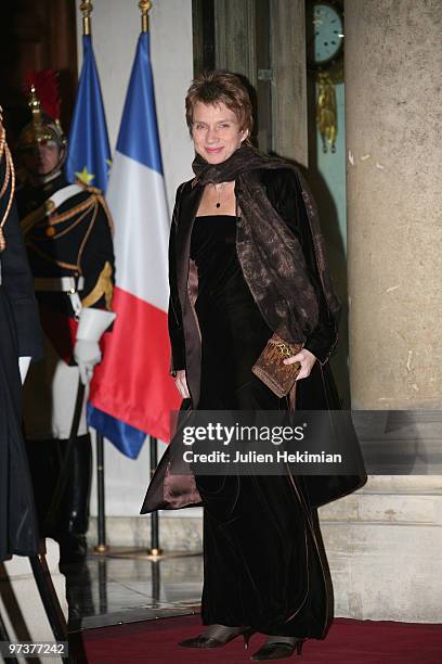 Laurence Parisot arrives to attend a state dinner at Elysee Palace on March 2, 2010 in Paris, France.