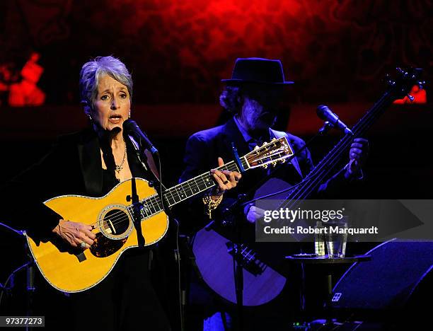 Joan Baez performs during the XI Millenni Festival at the Palau de la Musica on March 2, 2010 in Barcelona, Spain.