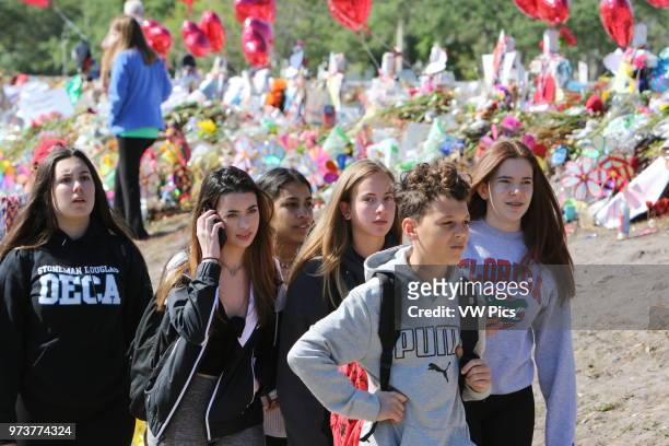 Students from Marjory Stoneman Douglas High School walkout from school honoring the 17 victims killed at the school one month ago on Valentine's Day....