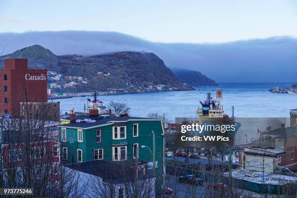 Fog rolling in to St. John's Harbour, Newfoundland, Canada.