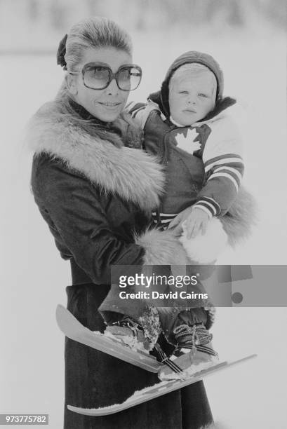 Greek heiress Tina Onassis Niarchos on a ski holiday in St Moritz, Switzerland, 29th January 1974.