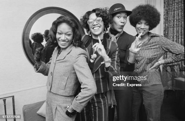 American R&B vocal group The Pointer Sisters, UK, 16th January 1974; they are June Pointer , Bonnie Pointer, Anita Pointer and Ruth Pointer.