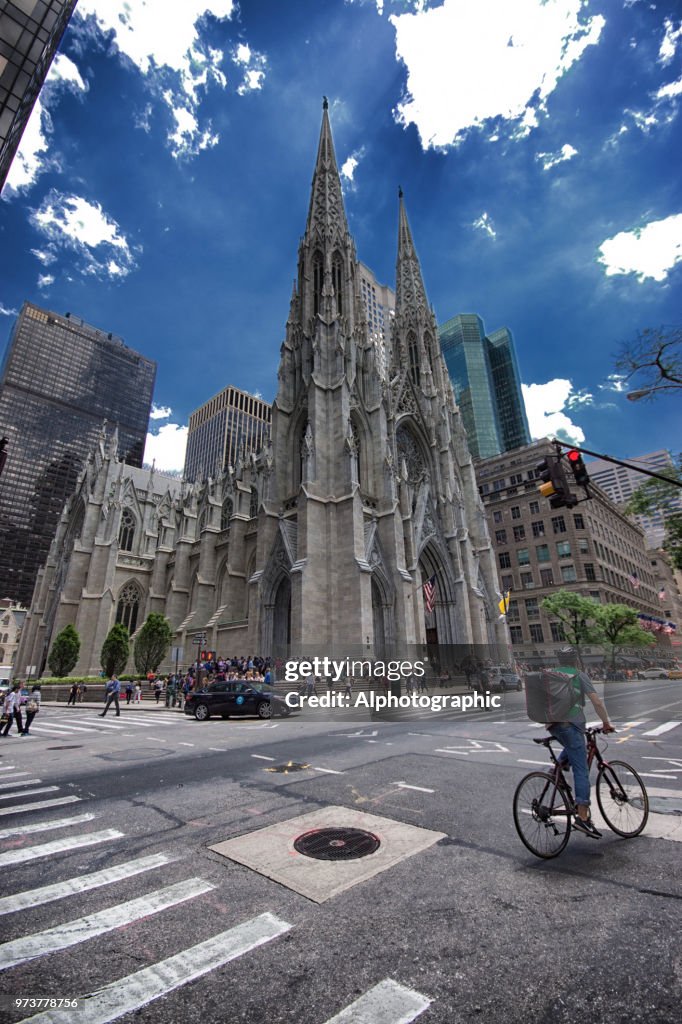 Wide angle view of St Patrick's Cathedral
